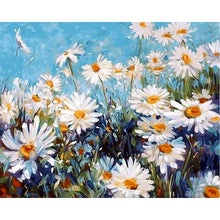 Cargar imagen en el visor de la galería, Cuadro de flores blancas con marco, pintura artesanal por números, cuadro de arte de pared moderno, pintura acrílica, regalo único para decoración del hogar, obra de arte de 40x50cm