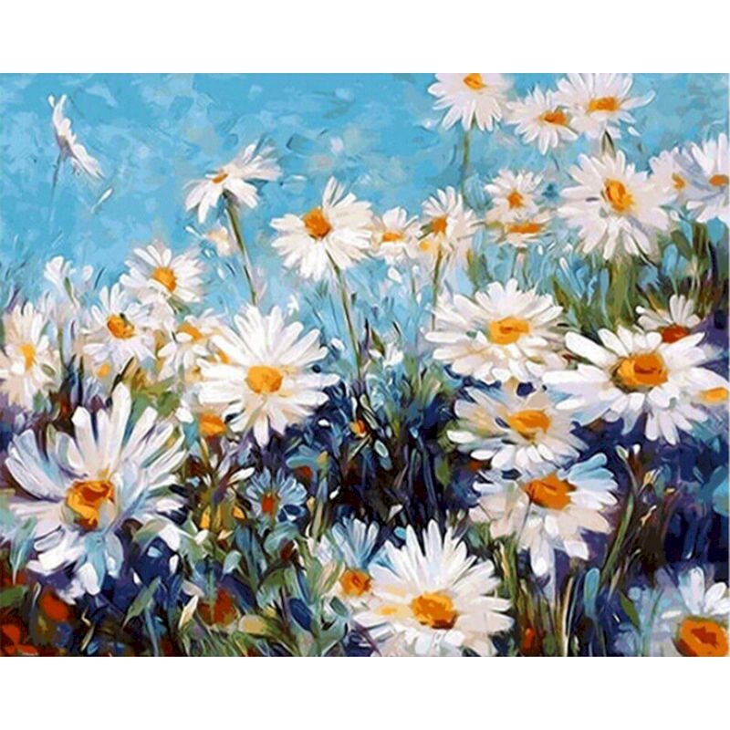 Frame White Flowers DIY Painting By Numbers Modern Wall Art Picture Acrylic Paint Unique Gift For Home Decor 40x50cm Artwork