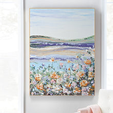 Cargar imagen en el visor de la galería, Pintado a mano flor púrpura pintura al óleo cuchillo hecho a mano flor lienzo pintura artista moderno decoración del hogar arte de la pared