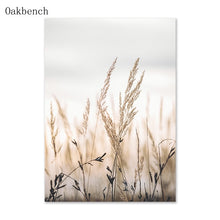 Laden Sie das Bild in den Galerie-Viewer, Strand Meer Poster Beige Landschaft Schilf Löwenzahn Wandkunst Leinwand Malerei Strichdruck Nordische Wandmalereien Wohnzimmer Dekor