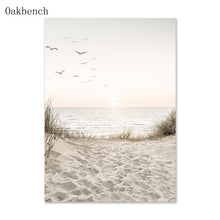 Laden Sie das Bild in den Galerie-Viewer, Strand Meer Poster Beige Landschaft Schilf Löwenzahn Wandkunst Leinwand Malerei Strichdruck Nordische Wandmalereien Wohnzimmer Dekor