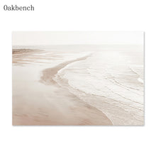 Laden Sie das Bild in den Galerie-Viewer, Strand Meer Poster Beige Landschaft Schilf Löwenzahn Wandkunst Leinwand Malerei Strichdruck Nordische Wandmalereien Wohnzimmer Dekor