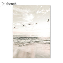 Laden Sie das Bild in den Galerie-Viewer, Strand Meer Poster Beige Landschaft Schilf Löwenzahn Wandkunst Leinwand Malerei Strichdruck Nordische Wandmalereien Wohnzimmer Dekor