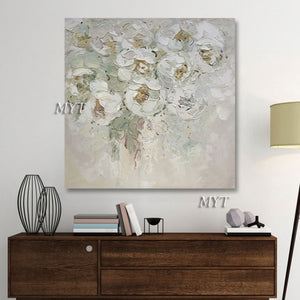 MYT Free Shipping Hot Sale Home Decor Flower Pictures Pieces White Flower Wall Art Oil Paintings Unframed