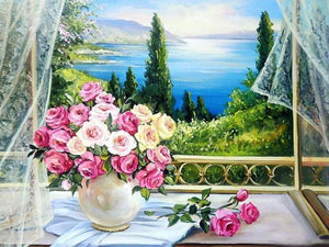 Cuadro de pintura por números para adultos cuadro de arte de pared moderno cuadro de flores DIY por número regalo para decoración del hogar 60x75