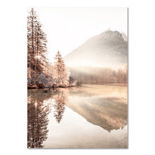 Laden Sie das Bild in den Galerie-Viewer, Beige Naturlandschaft Poster Sonnenuntergang Wald Gras Raumdekoration Malerei Skandinavische Leinwand Gemälde für Wohnzimmerwand