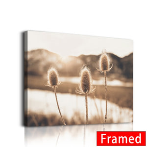 Beige Nature Landscape Poster Sunset Forest Grass Room Decoration Painting Scandinavian Canvas Paintings for Living Room Wall