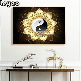 Diamante cuadrado completo 5D DIY diamante pintura Yin Yang Bagua diagrama Mandala flor 3D bordado punto de cruz pintura Decoración