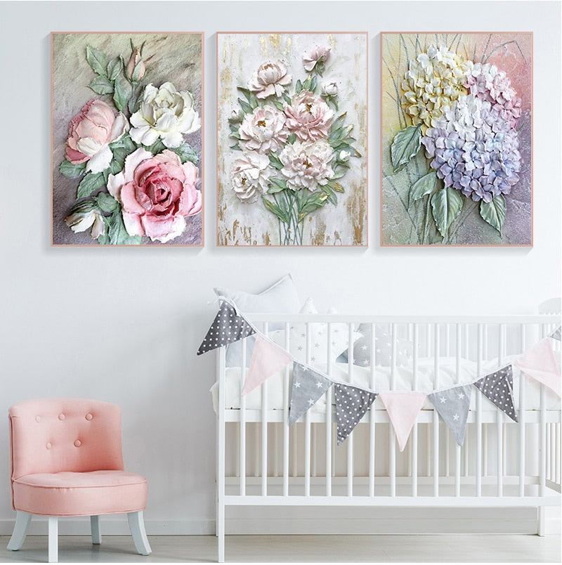 Arte escandinavo decoración del hogar lienzo abstracto pintura pared arte flor carteles e impresiones cuadros de pared para decoración de sala de estar