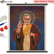 Cargar imagen en el visor de la galería, 5D DIY pintura de diamantes divertido mosaico de Jesús bordado completo de diamantes con marco conjunto de punto de cruz pared artística decorativa