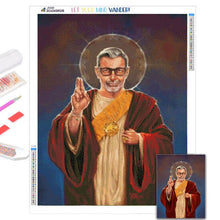 Cargar imagen en el visor de la galería, 5D DIY pintura de diamantes divertido mosaico de Jesús bordado completo de diamantes con marco conjunto de punto de cruz pared artística decorativa