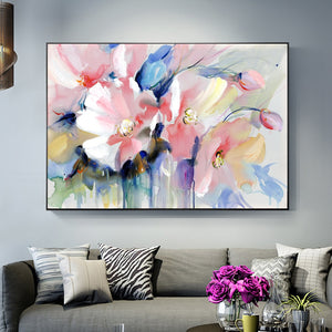 Pintura al óleo de flores de acuarela abstracta impresa en lienzo arte de pared moderno cuadro de flores para pared de salón póster Cuadros Decoración