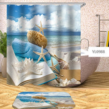 Charger l&#39;image dans la galerie, Rideau de douche imperméable à l&#39;eau, coquille de plage, rideaux de bain de mer pour salle de bain, couverture de bain, très large avec 12 crochets