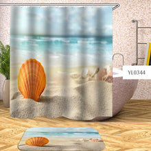 Charger l&#39;image dans la galerie, Rideau de douche imperméable à l&#39;eau, coquille de plage, rideaux de bain de mer pour salle de bain, couverture de bain, très large avec 12 crochets