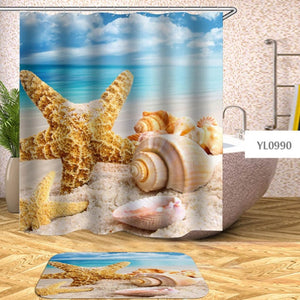 Cortina de ducha impermeable, cortinas de baño de mar de concha de playa para baño, cubierta de baño, cubierta de baño Extra grande con ganchos de 12 uds