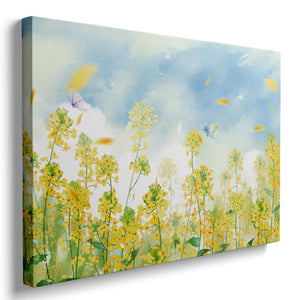 Arte lienzo pared amarillo azul flor colza flores decoración