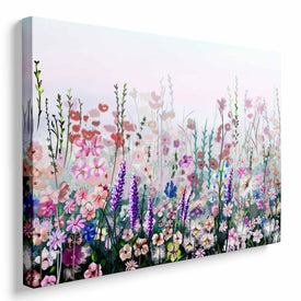 Whatarter Wildflower Toile Rose Fleur Décoration Murale Chambre Romantique Coloré Grand Arbre Encadré Floral Prints Violet Printemps Photos pour Fille Chambre Bureau Décoration Murale Salon Peintures Illustration - 16x24 Pouces